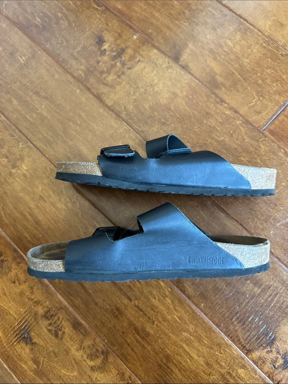 Birkenstock Men EU 43 US 10 10.5 Black Leather Arizona Sandals Slides Shoes